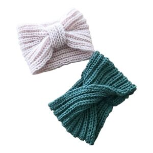 Hand Crafted Pink and Green Knit Headbands for Kids Bundle